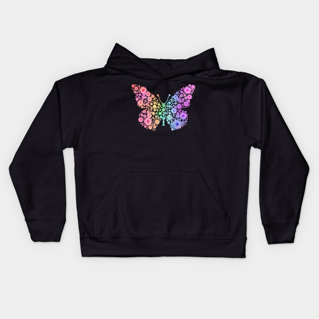 Rainbow Flower Spring Butterfly Silhouette Kids Hoodie by Art by Deborah Camp